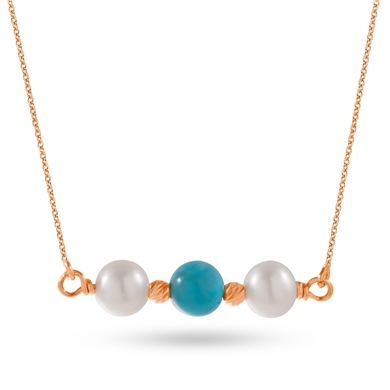 Solid Gold Ball Beaded Pearl Necklace