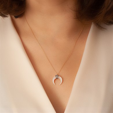 Solid Gold Moon Necklace