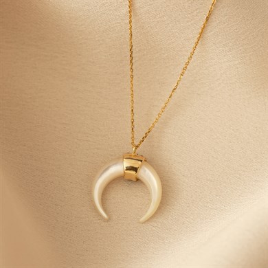 Solid Gold Moon Necklace