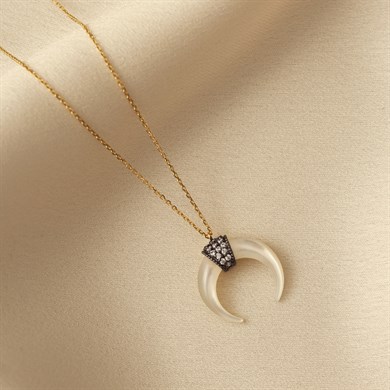 Solid Gold Moon Necklace