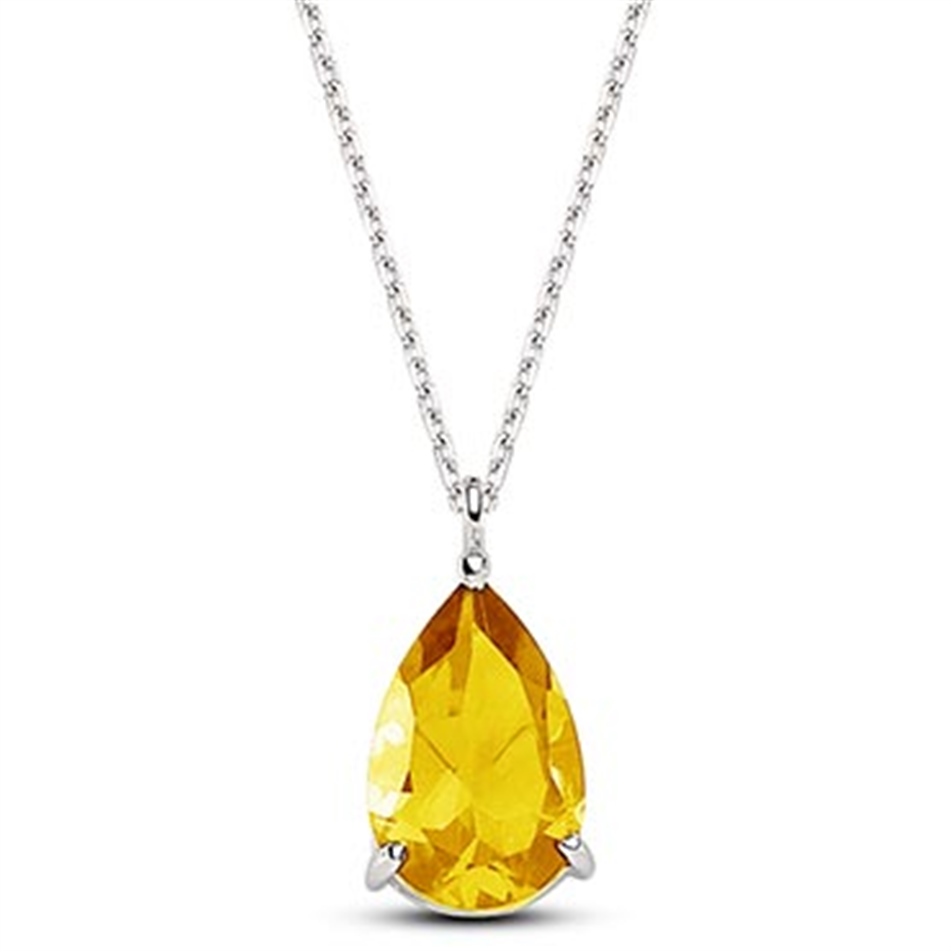 Solid Gold Drop Citrine Necklace