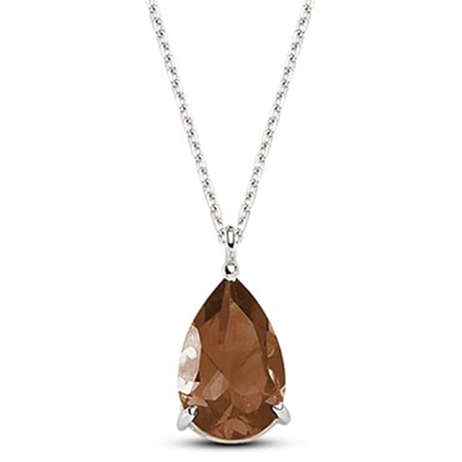 Solid Gold Smoky Quartz Necklace