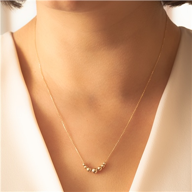 Solid Gold Shining Ball Bead Necklace