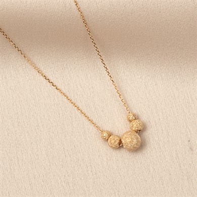 Solid Gold Matte Beaded Necklace