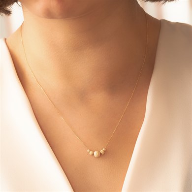 Solid Gold Matte Beaded Necklace