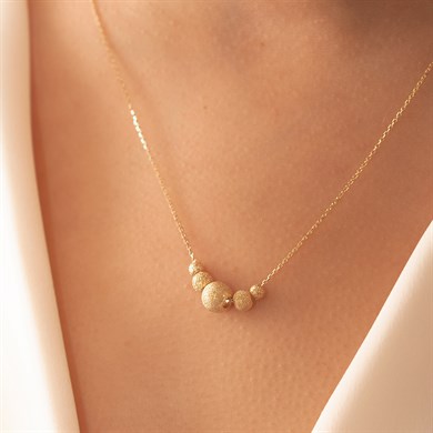 Solid Gold Matte Beaded Necklace