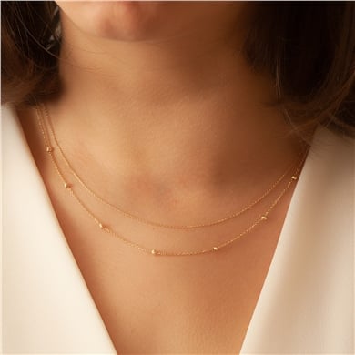 Solid Gold Ball Beaded Necklace