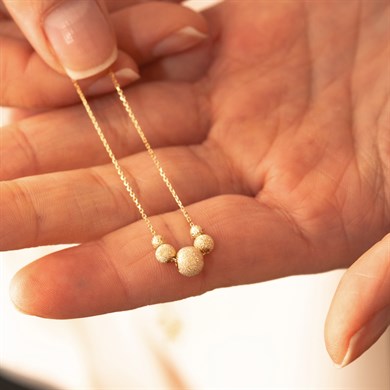 Solid Gold Matte Beaded Necklace