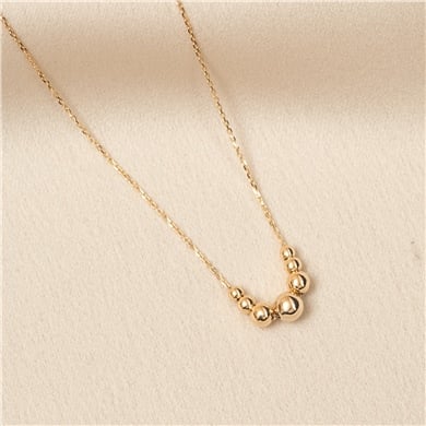 Solid Gold Shining Ball Bead Necklace
