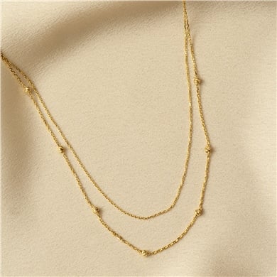 Solid Gold Ball Beaded Necklace