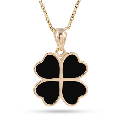 Solid Gold Enamel Clover Necklace