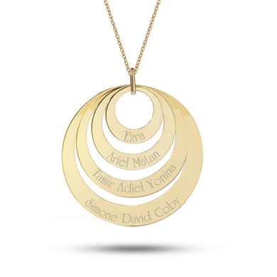 Solid Gold Name Round Necklace
