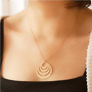 Solid Gold Name Round Necklace