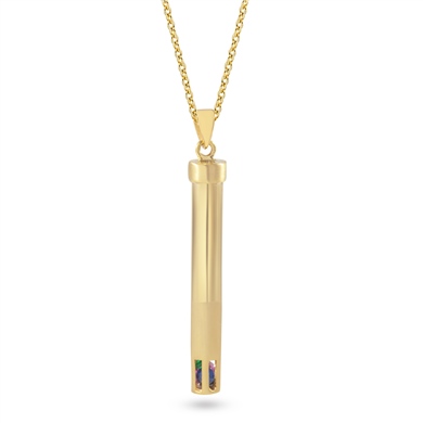 Solid Gold 3D Cylinder Bar Necklace