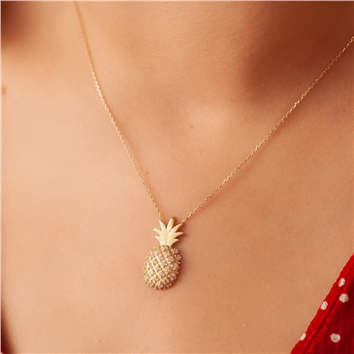 Solid Gold Pineapple Necklace
