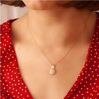 Solid Gold Pineapple Necklace