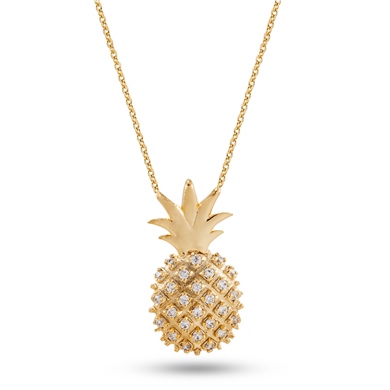 Solid Gold Pineapple Necklace