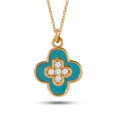 Solid Gold Enamel Daisy Necklace