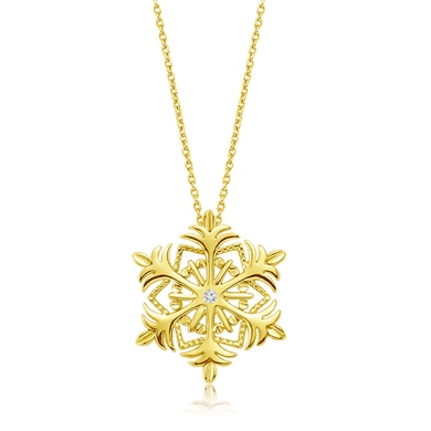 Solid Gold Fancy Snowflake Necklace