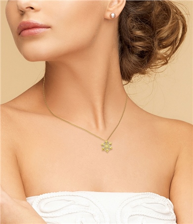 Solid Gold Fancy Snowflake Necklace