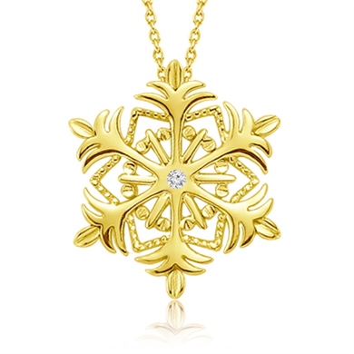 Solid Gold Fancy Snowflake Necklace