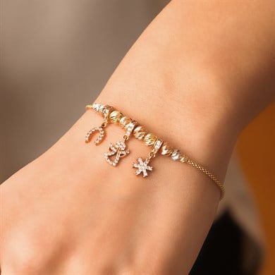 Solid Gold Snowflake Bracelet