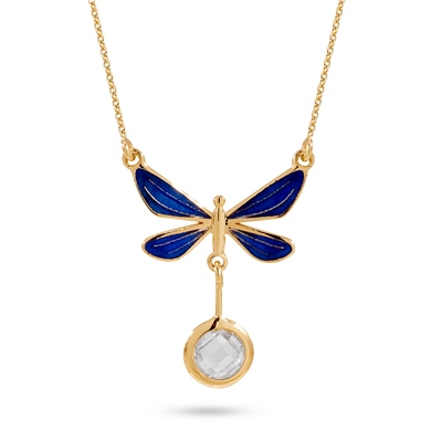 Solid Gold Enamel Butterfly Necklace