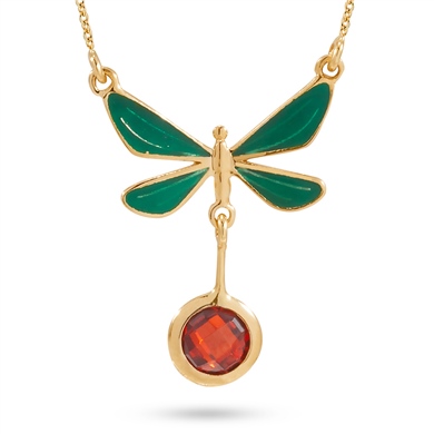Solid Gold Enamel Butterfly Necklace