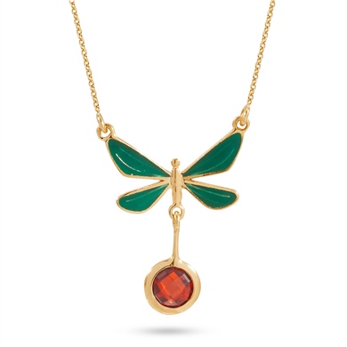 Solid Gold Enamel Butterfly Necklace