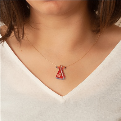 Solid Gold Enamel Tulip, Robe Necklace