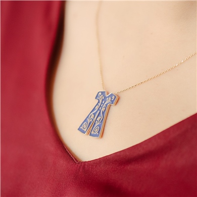 Solid Gold Enamel Tulip Necklace