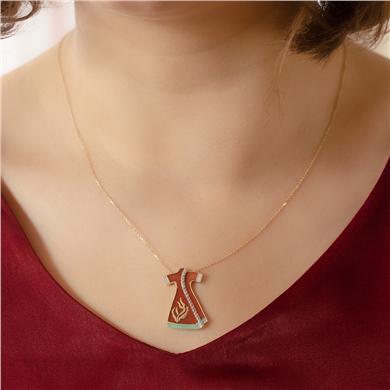 Solid Gold Enamel Tulip Necklace