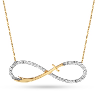 Solid Gold Zulfiqar Sword Infinity Necklace