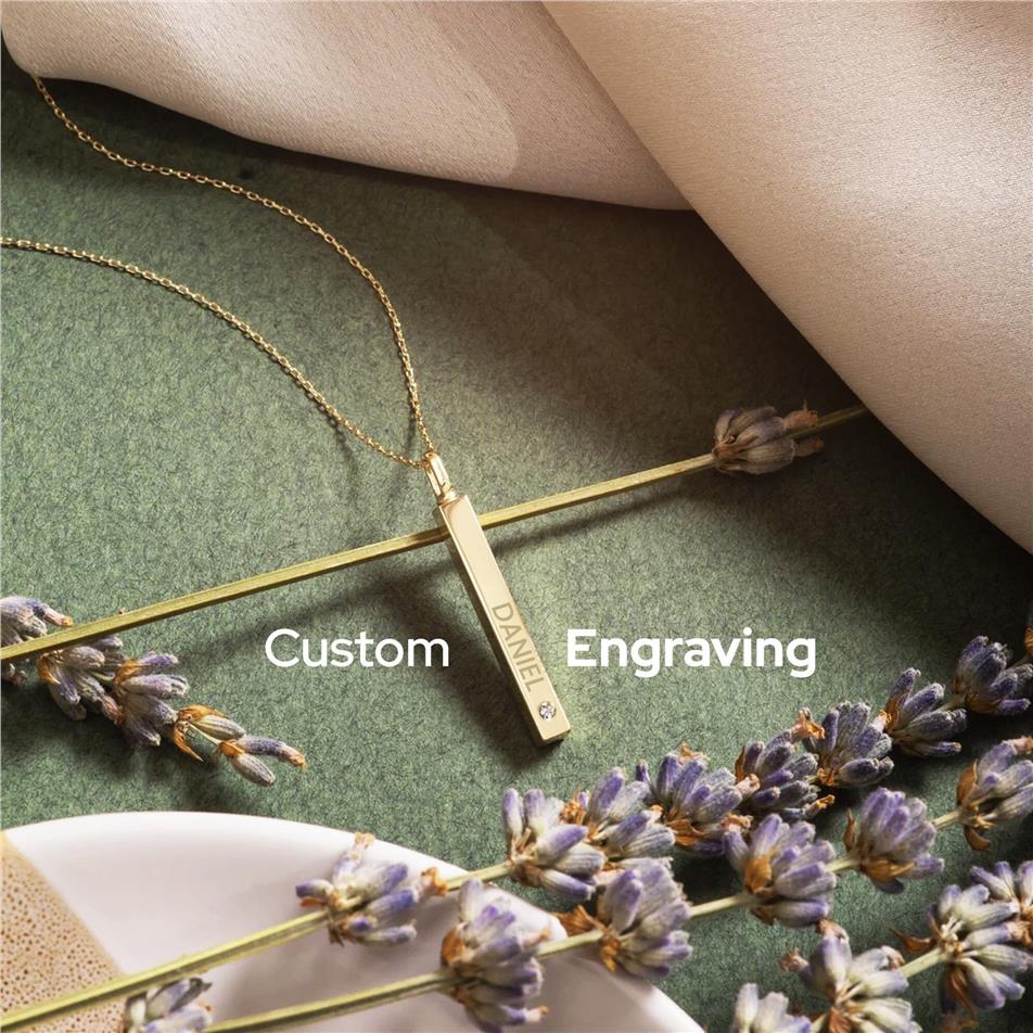 Solid Gold Diamond Bar Urn Pendant