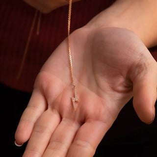 Solid Gold Vertical Lightning Necklace