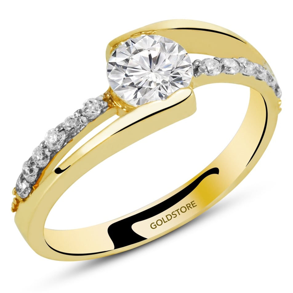 Solid Gold Solitaire Sidestone Ring