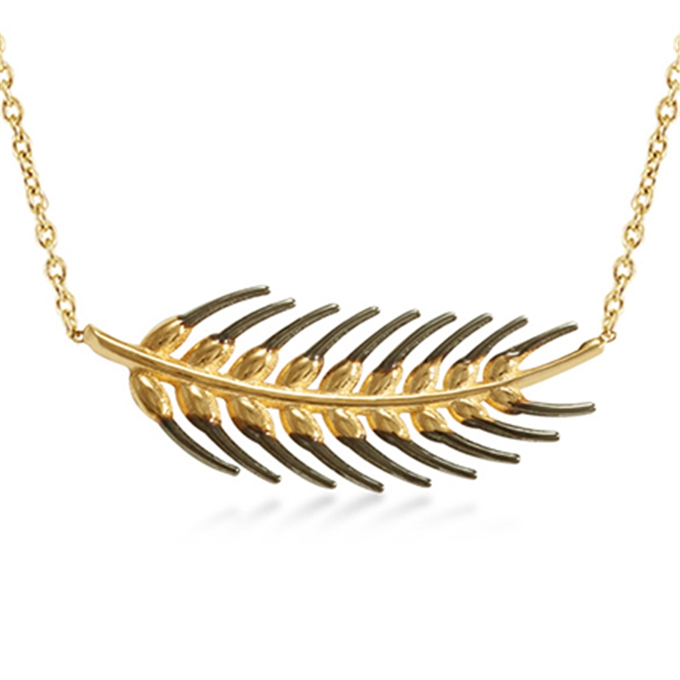 Solid Gold Leaf Necklace