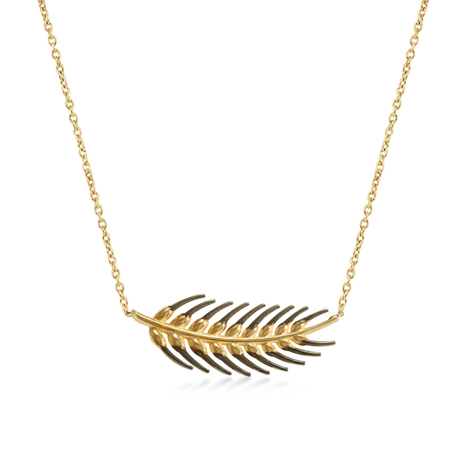 Solid Gold Leaf Necklace