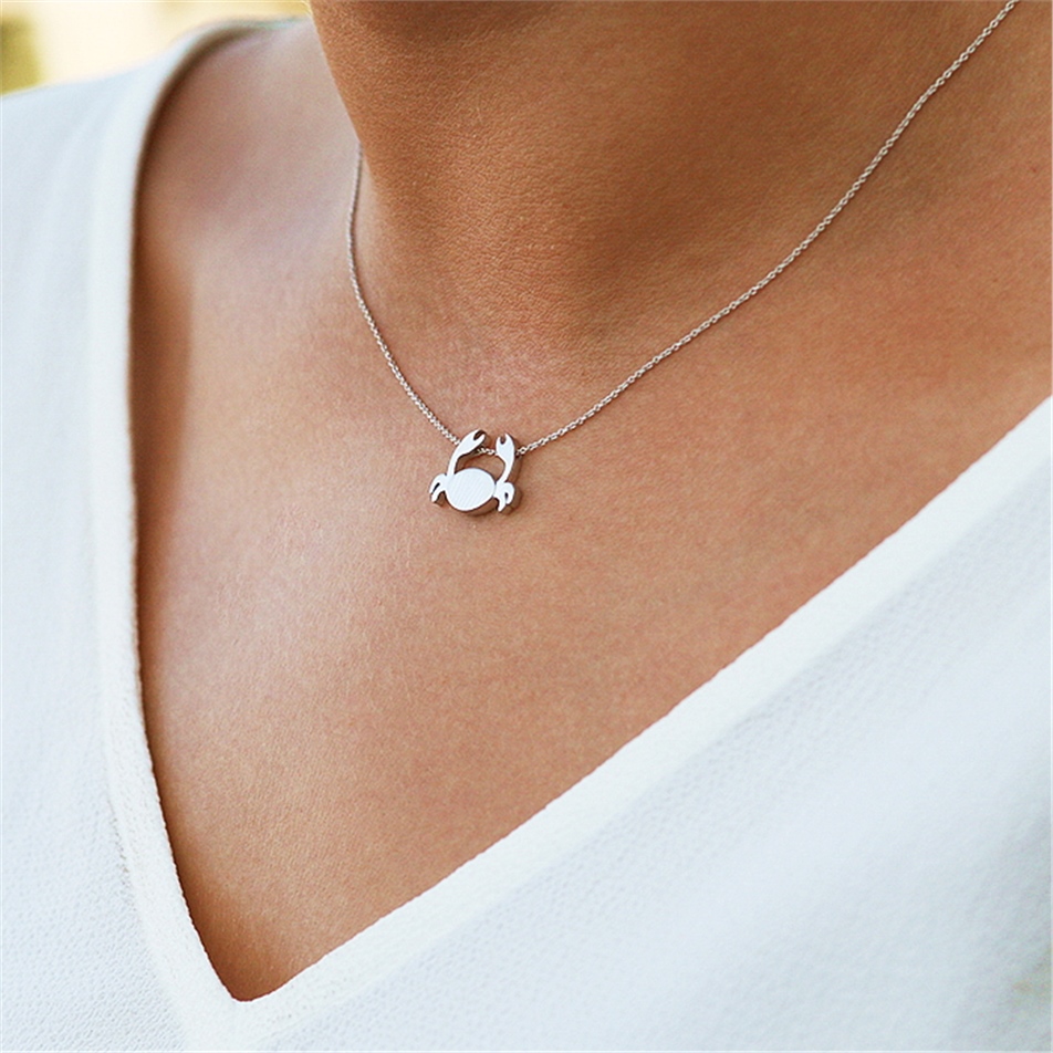 Solid Gold Crab Necklace