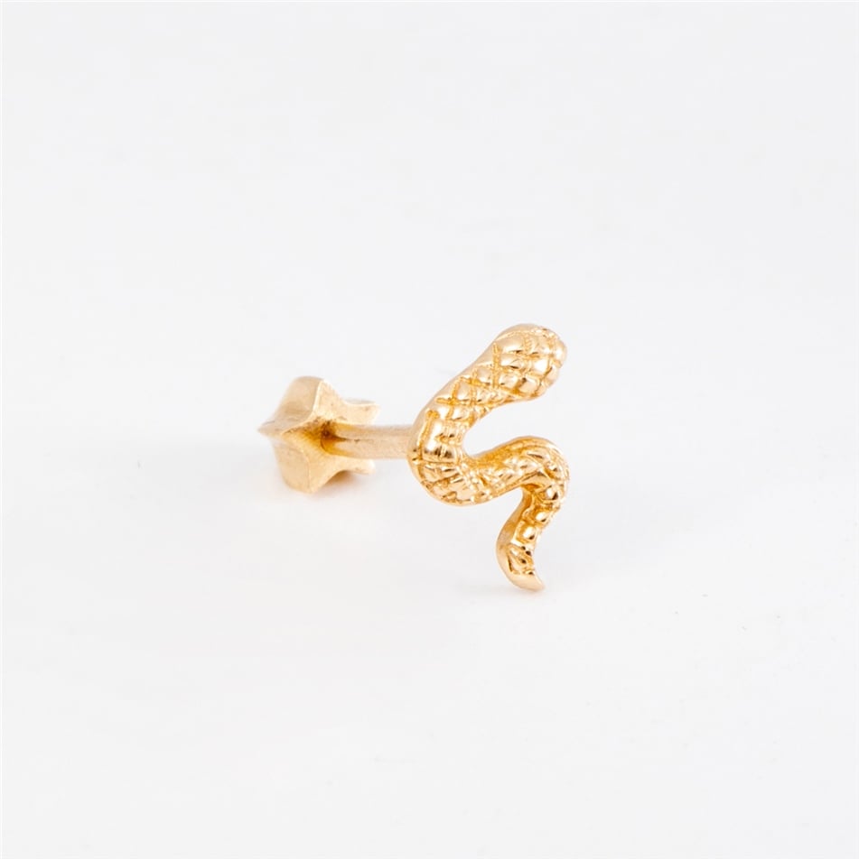 Solid Gold Snake Tragus Earring