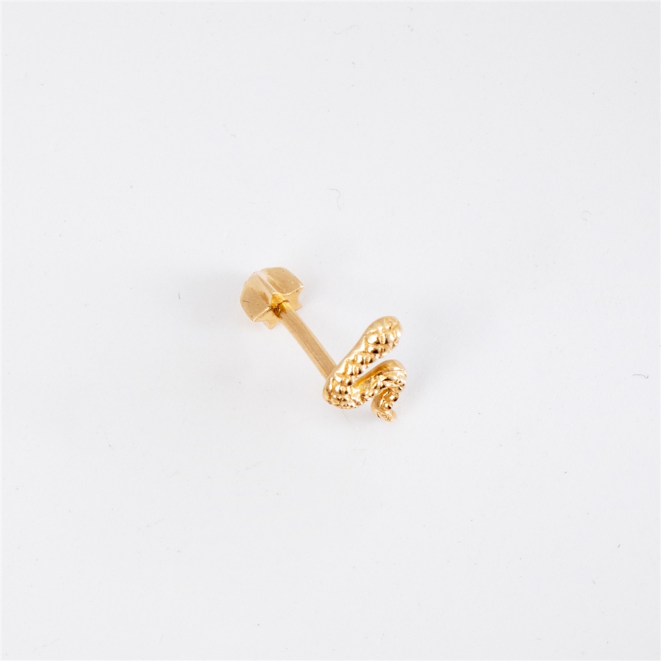 Solid Gold Snake Tragus Earring