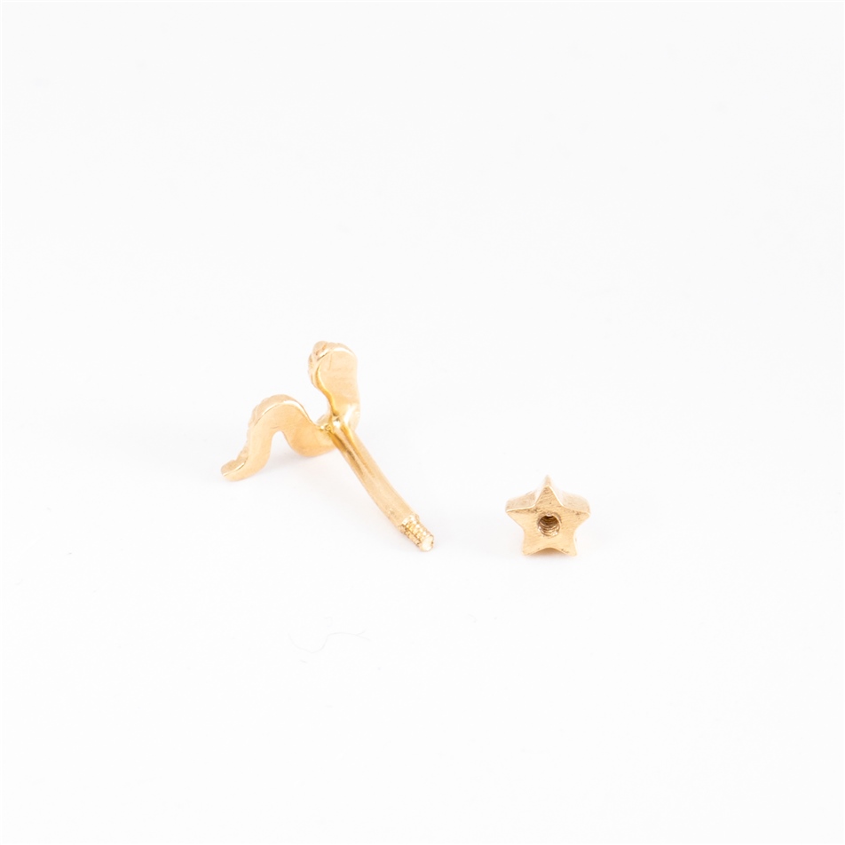 Solid Gold Snake Tragus Earring