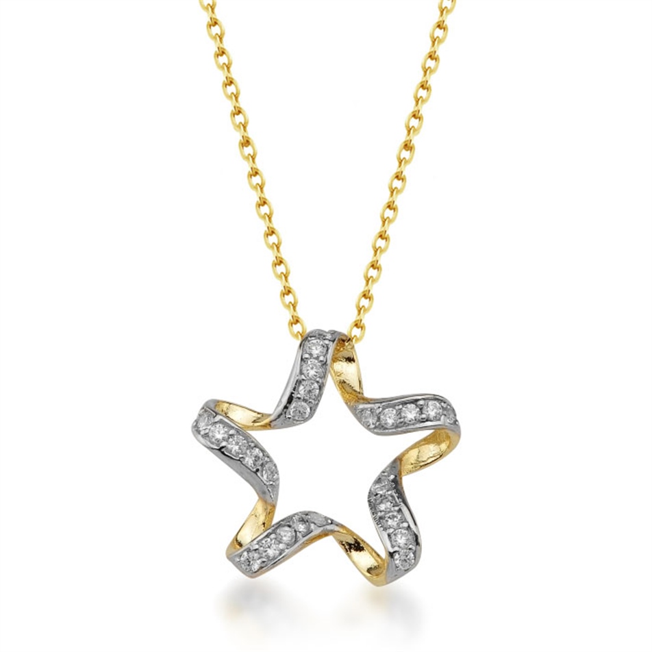 Solid Gold Fancy Star Necklace
