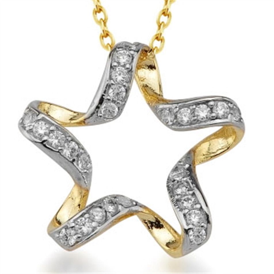 Solid Gold Fancy Star Necklace