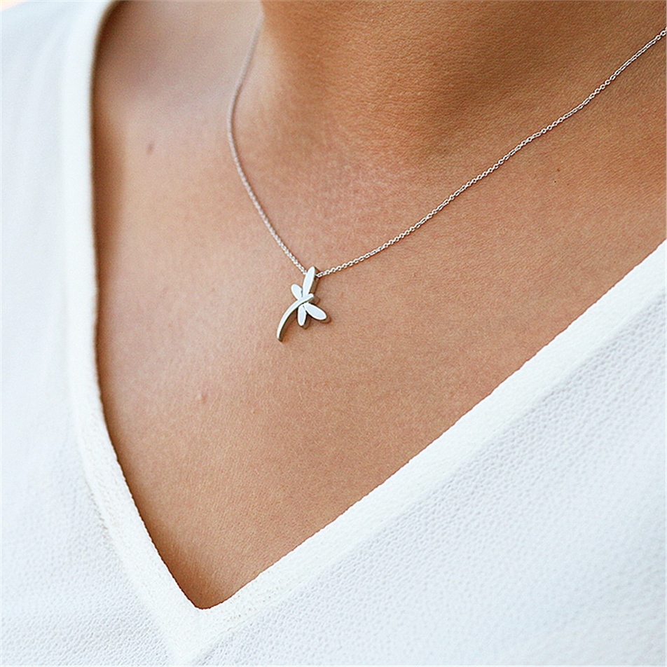Solid Gold Dragonfly Necklace