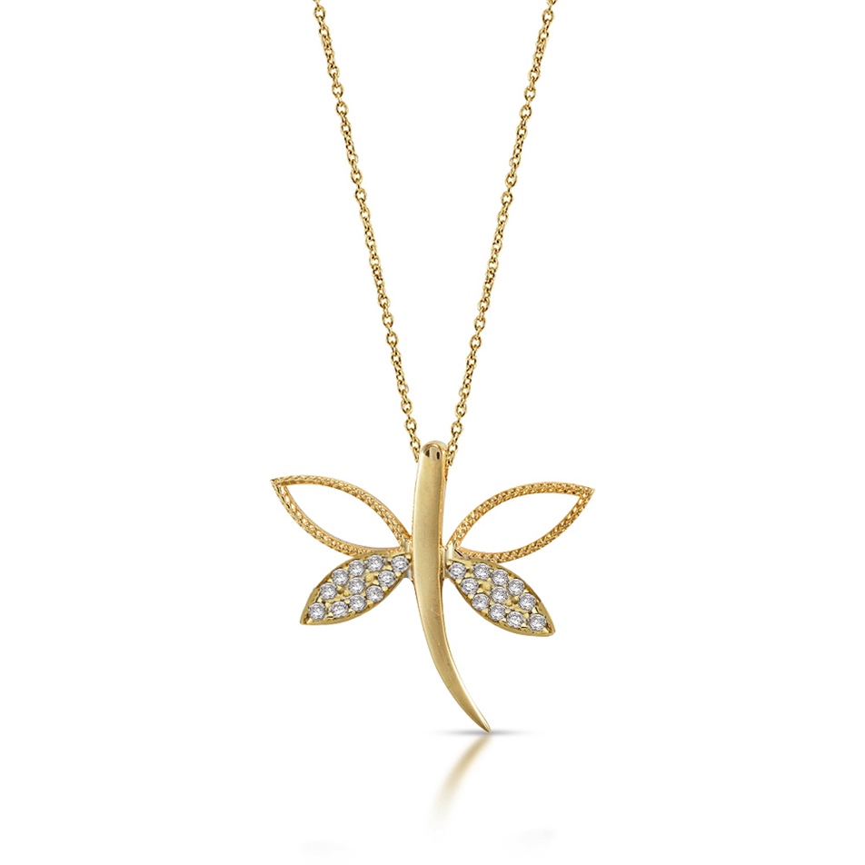 Solid Gold Dragonfly Necklace