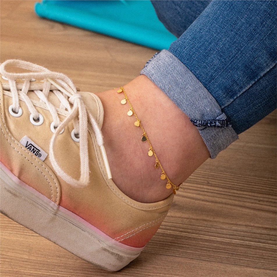 Solid Gold Dangle Anklet