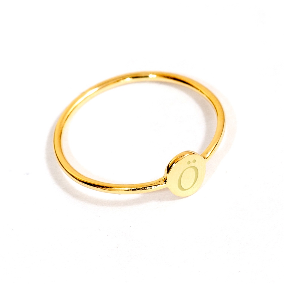 Solid Gold Letter Round Ring