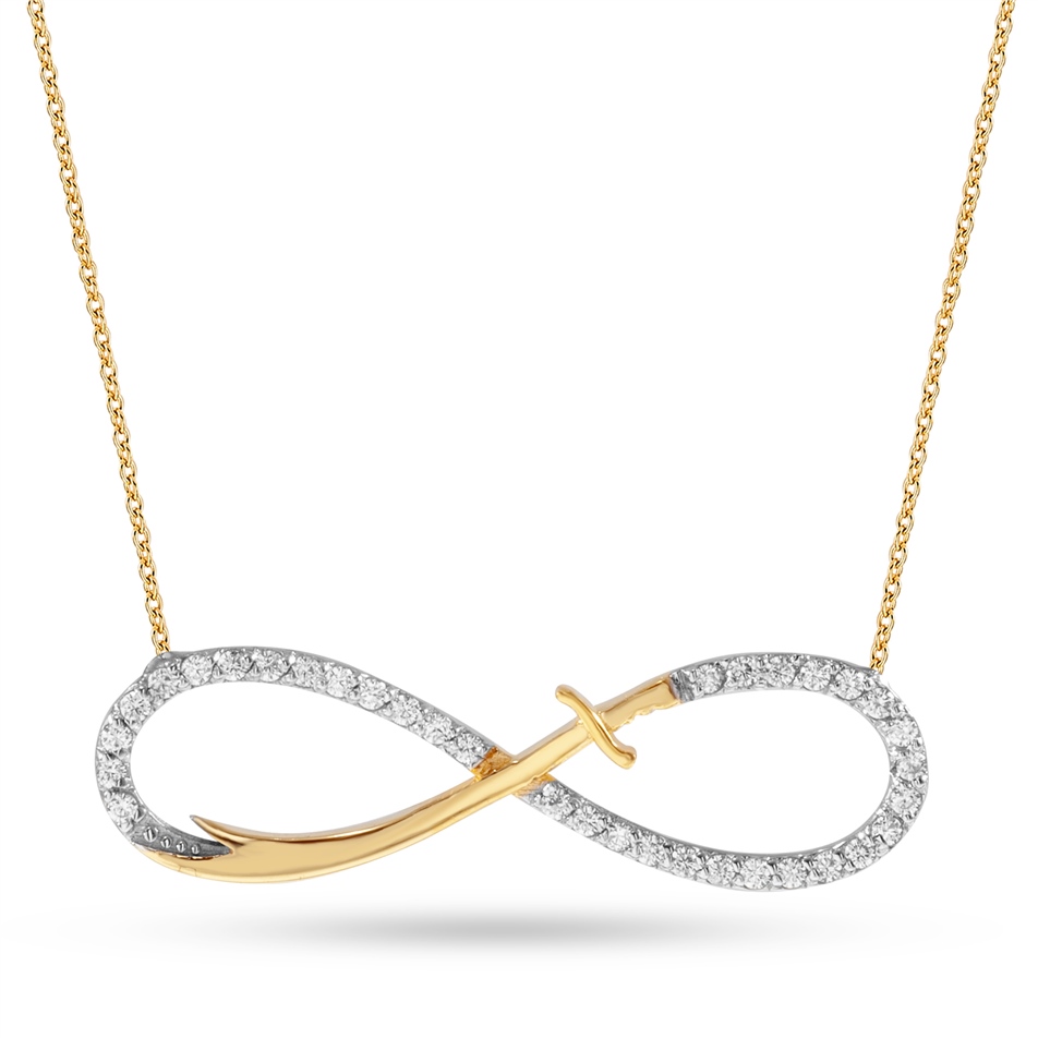 Solid Gold Zulfiqar Sword Infinity Necklace