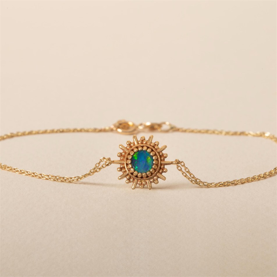 Güneş İlhamlı Opal Altın Bileklik